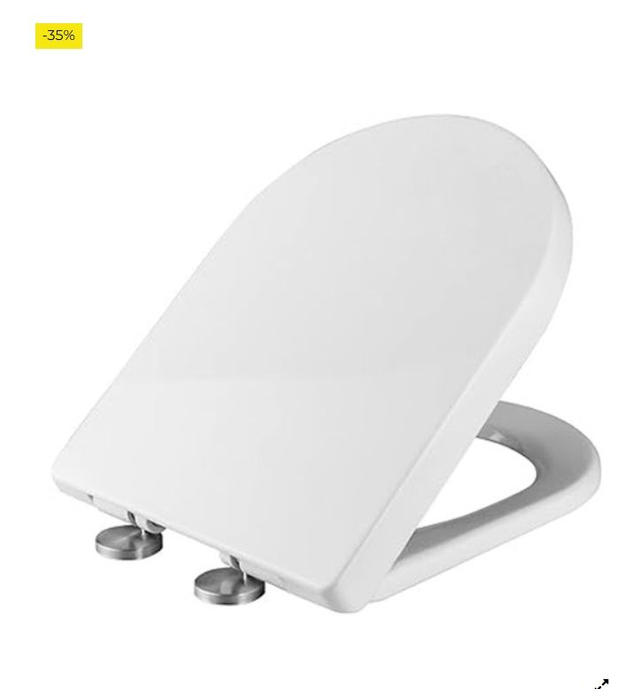 Ibergrif M41001 Tapa wc, Asiento de Inodoro de Cierre Suave en Forma de D con Liberación Rápida para una Fácil Limpieza, Blanco