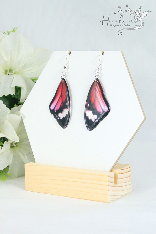 Dark red butterfly fairy wing earrings