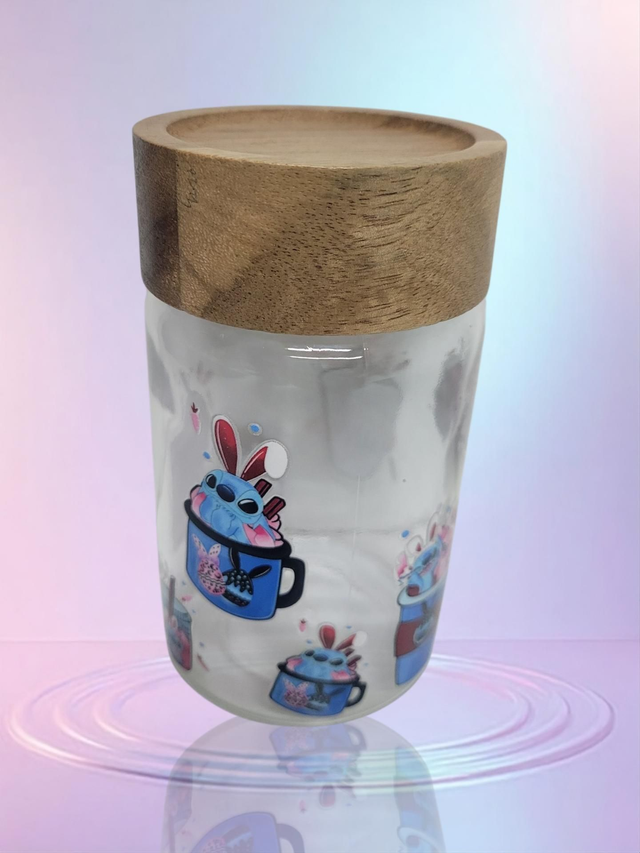 Petite bonbonnière en verre stitch 