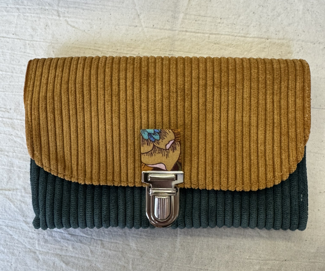 Portefeuille JOSEPHINE vert forêt et moutarde