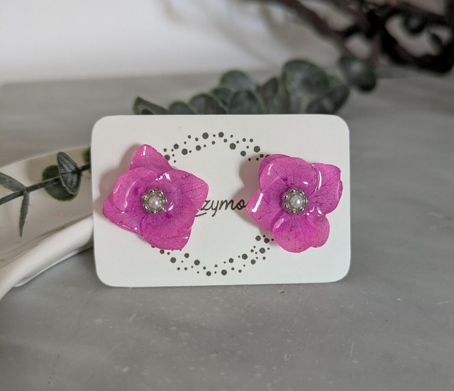 Pendientes de hortensias fucsia