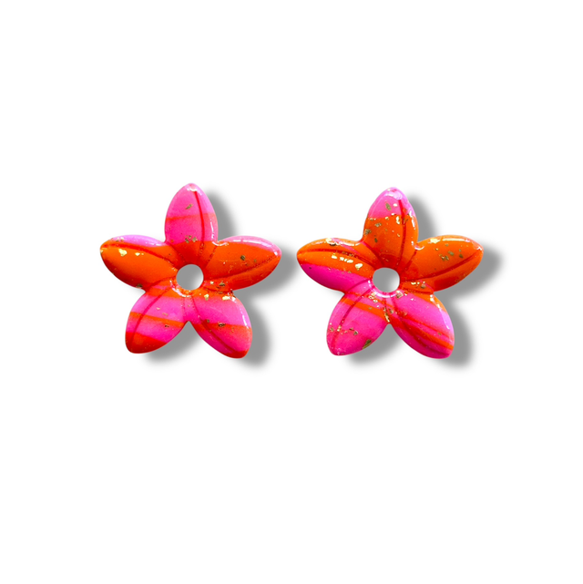 Pampilles Mohana marbré orange et rose fluo