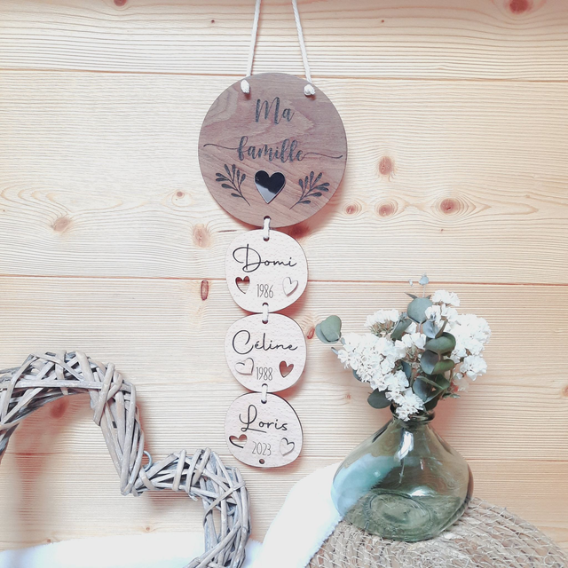 Guirlande &quot;Ma Famille&quot; 2 tons – Prénoms et Année de Naissance