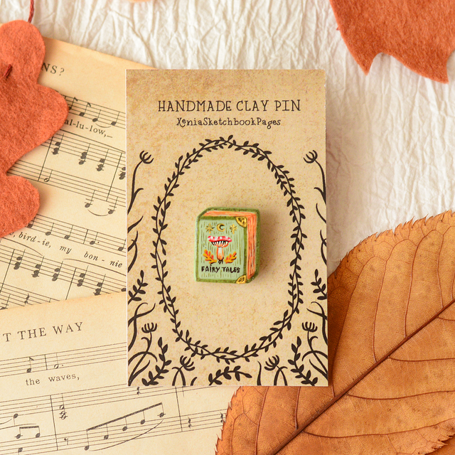 Autumn Collection &quot;Book of Fairy Tales&quot; clay pin