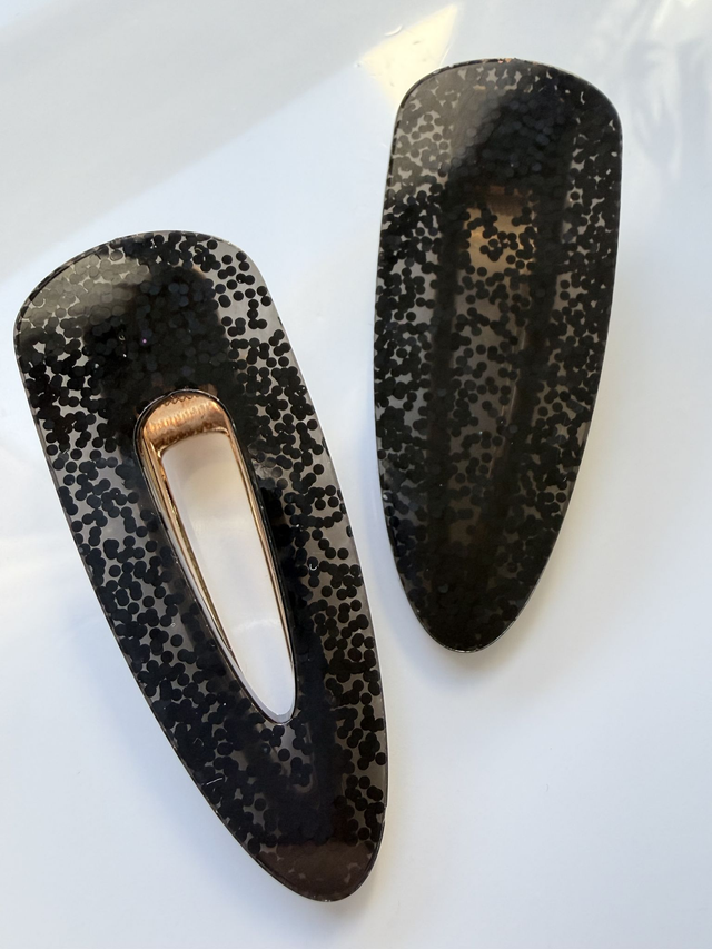 DUO BARRETTES NOIRES CONFETTIS RONDS