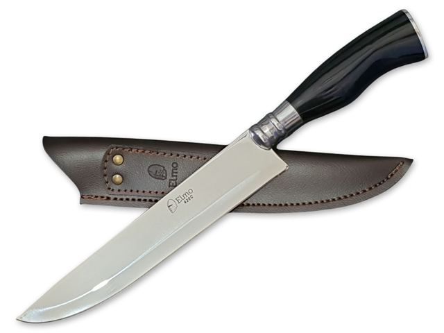 Faca Churrasco Elmo Aço Inox Cabo Resina Tipo Chifre 8 Pol