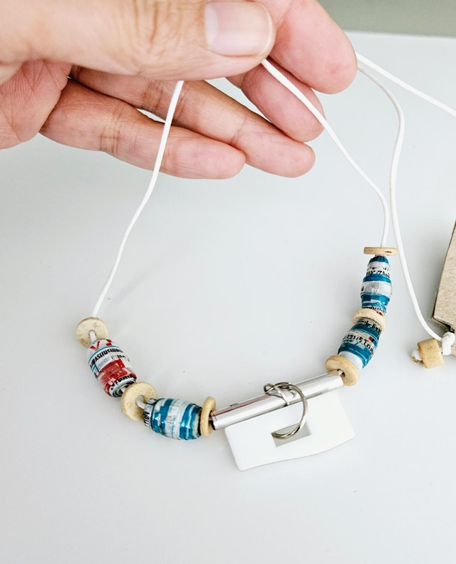 Boho Style Beads Geometric Pendent Handmade Modern Necklace