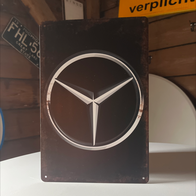 Mercedes metalen bord - 20x30 cm