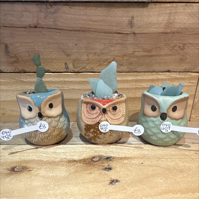 Seaglass Owl Ornament 