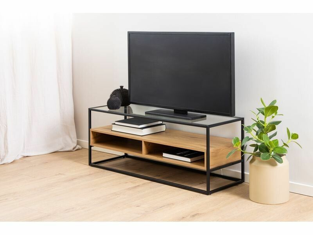 AC Design Meuble TV Randolf 120 cm x 45 cm, Nature/Noir