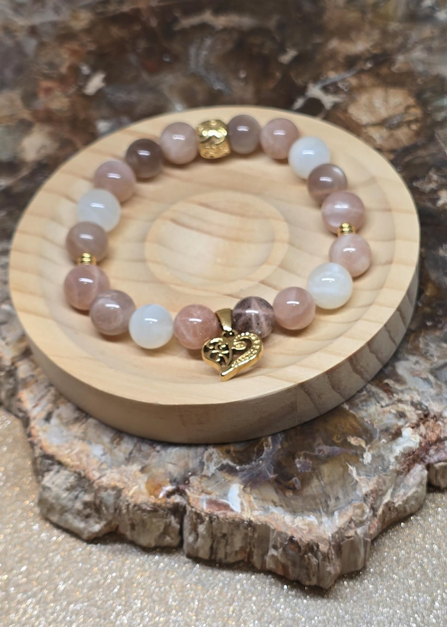 Bracelet Pierre de lune multicolore en 1 cm