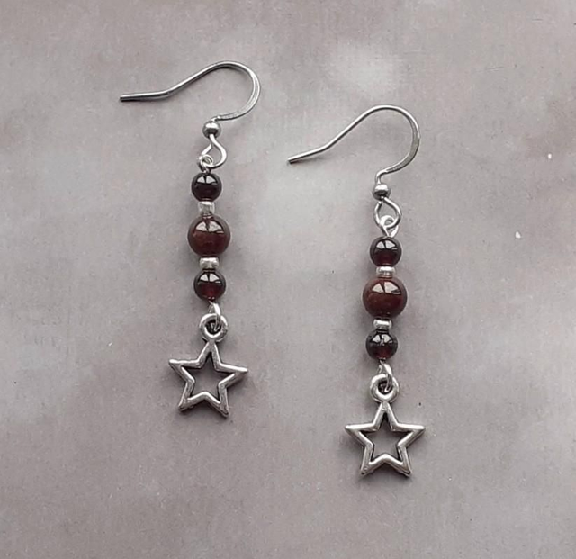 Garnet Star Earrings 