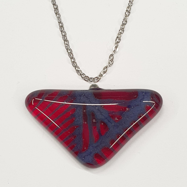 Triangular red and blue striped pendant NEW 