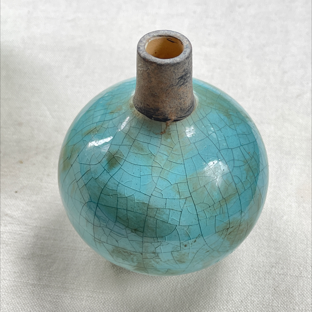 Craquelée Keramik Vase Türkis