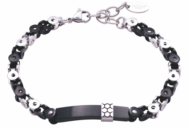 bracciale da uomo in acciaio con ip nero .  rif.b23073