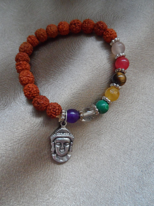 Bracelet Mala Rudraksha 7 Chakras &amp; Bouddha