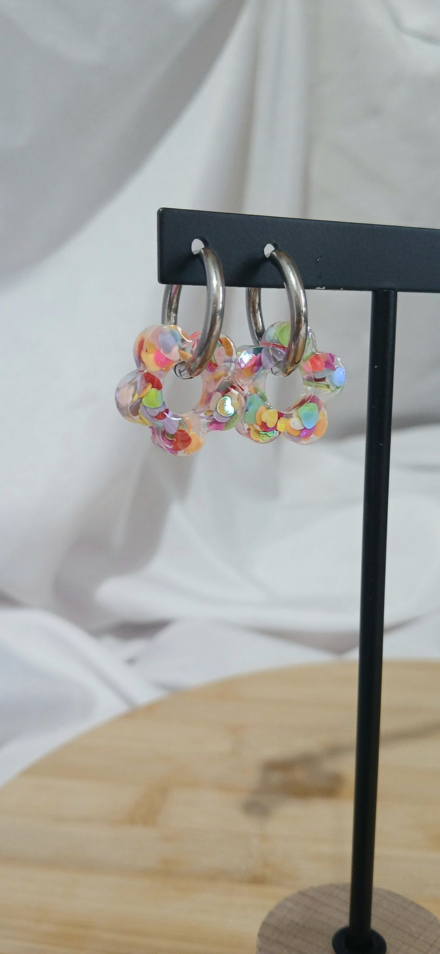 Boucles "Fleur paillettes"