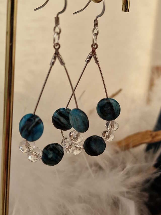 Boucles D'oreilles Apatite Cristal Acier