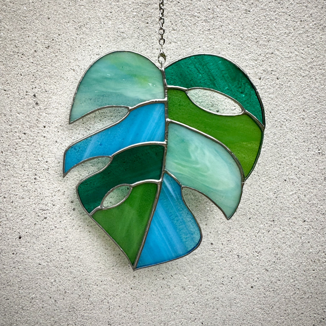 Feuille de Monstera (verte et bleue)