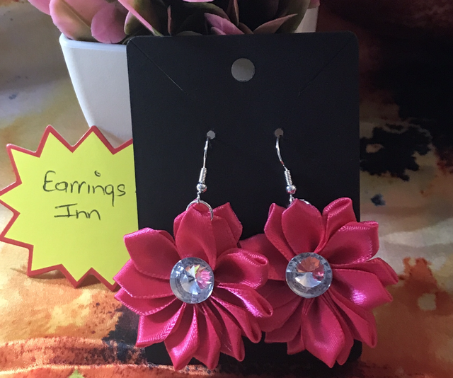 Rose Pink Plain Fabric Earrings - PFE02