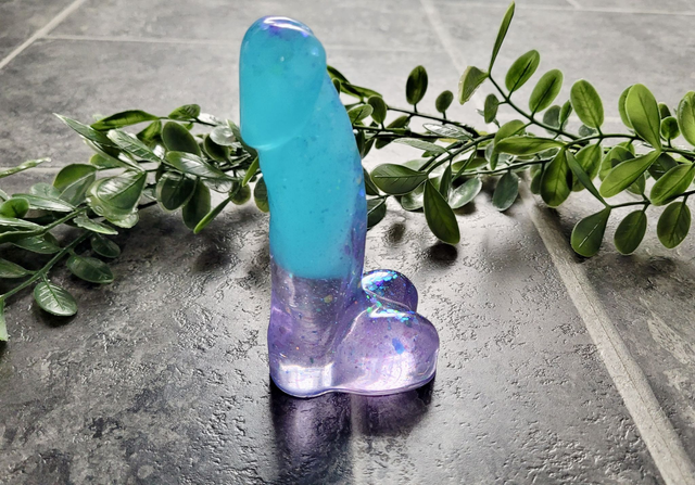 Penis Ornament - Lilac and Blue Teal Glitter - 12cm