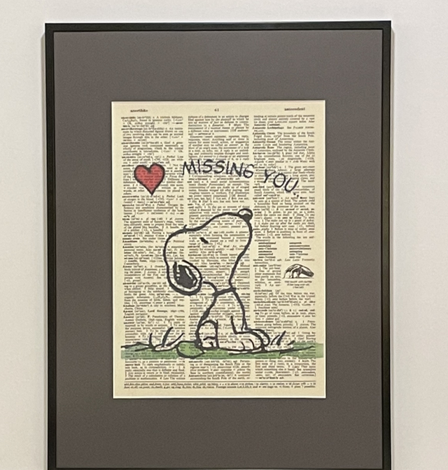 Missing you - bedruckte Buchseite gerahmt 