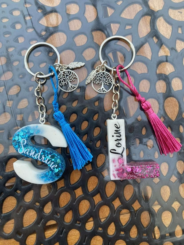 Porte-clés à personnaliser - Paillettes et blanc  