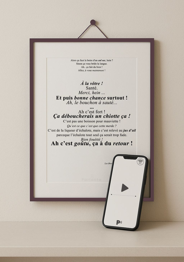 Affiche connectée cinéma Les bronzés font du ski | la liqueur d'échalote  (Audio Inclus)