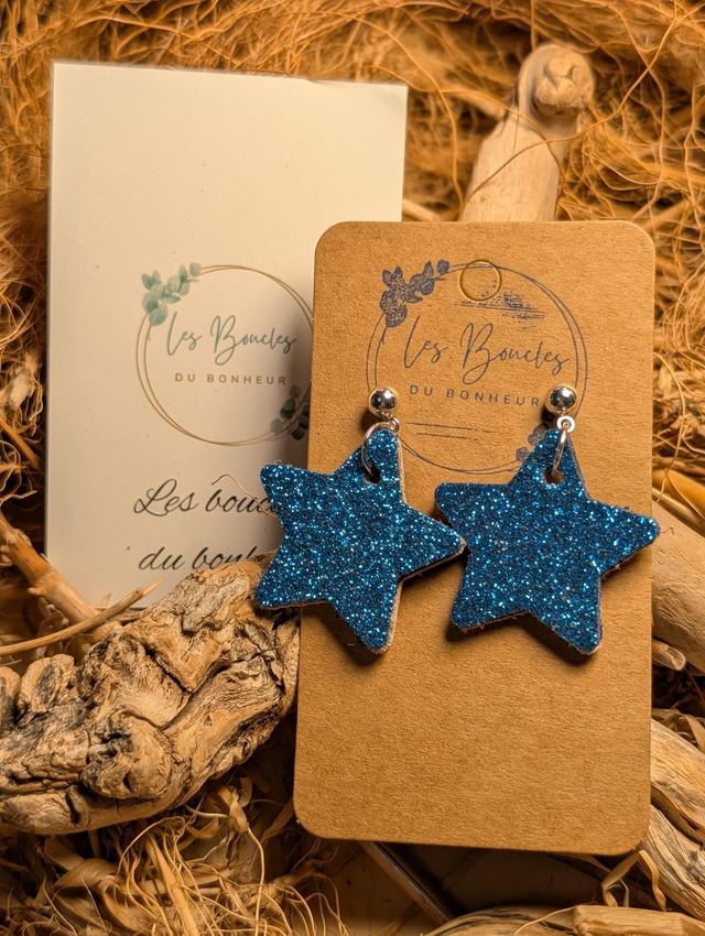 Boucles d'oreilles Années 80/90 Étoile bleu x001