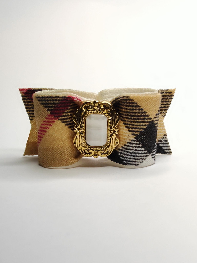 Noeud pour chien fantaisie tartan-shabby