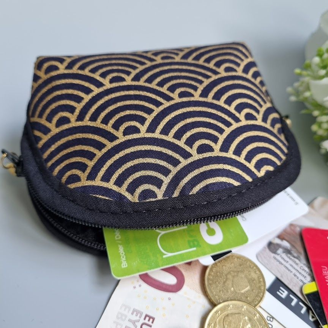 Porte-monnaie arrondi "Nami" noir doré