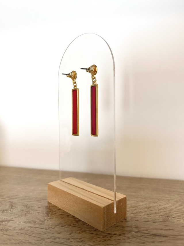 Boucles d'oreilles vitrail rouge-bordeau