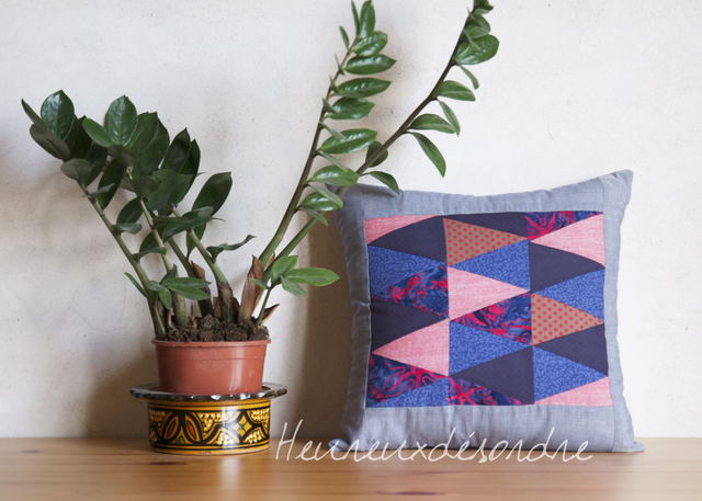 Housse de coussin patchwork