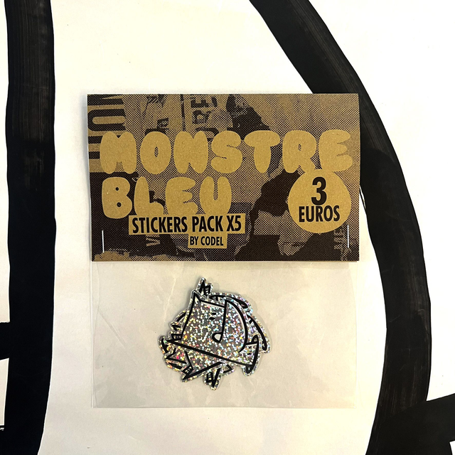 Pack 5 stickers Monstre Bleu (paillettes)