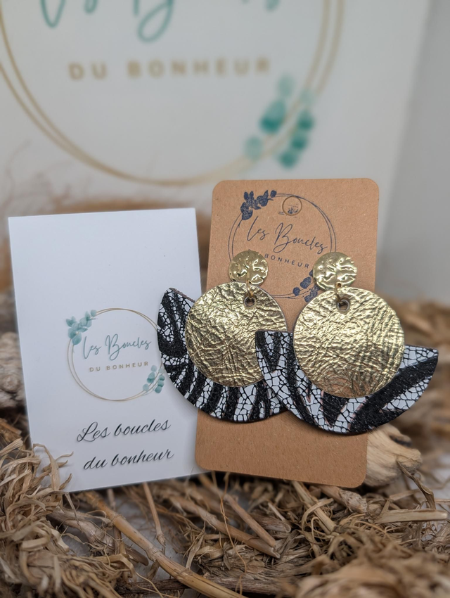 Boucles d'oreilles Dona doré zèbre do034