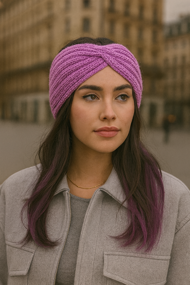 Jocelyne - Bandeau torsadé mauve - taille unique