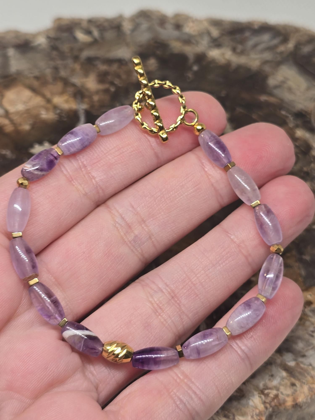 Bracelet Améthyste ovale 1cm