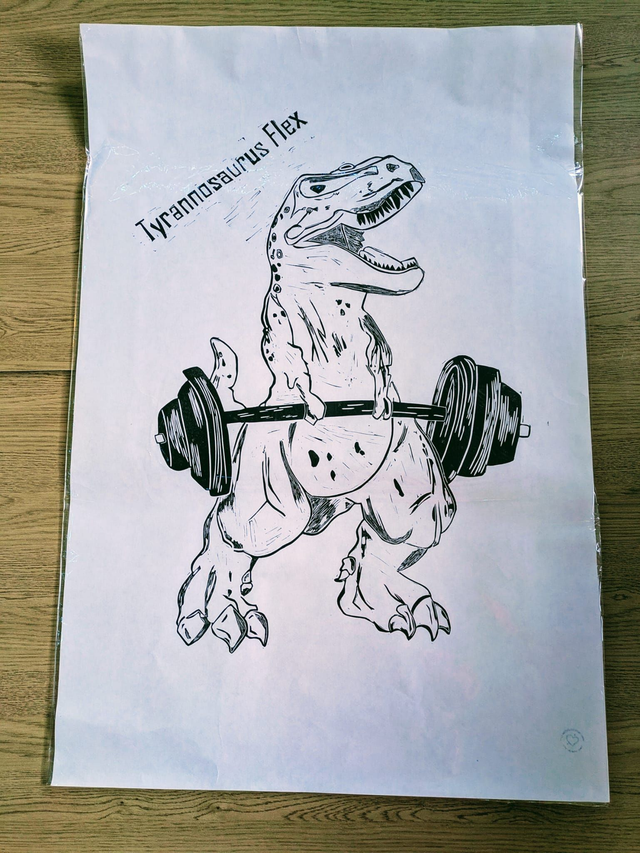 Tyrannosaurus-Flex Lino Print