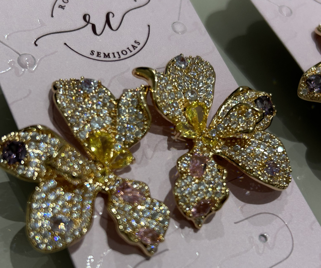 Brinco flowers color - banho flash Disp. Dourado e prateado