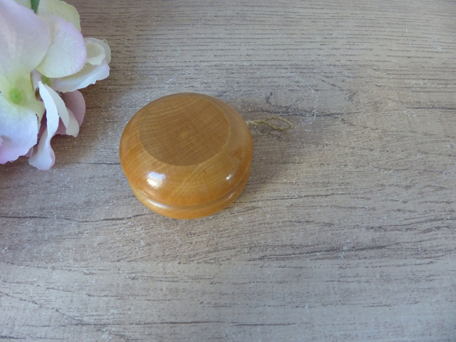 Ancien yo-yo en bois dur d'érable fabriqué aux USA, petit jeu américain en bois, souvenir d'enfance, collection déco jeu en bois vintage