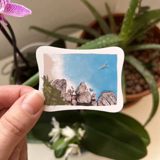 Sticker &quot;Détente en bord de mer&quot;