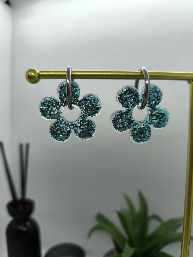 Pampilles interchangeables BORA pailleté turquoise 