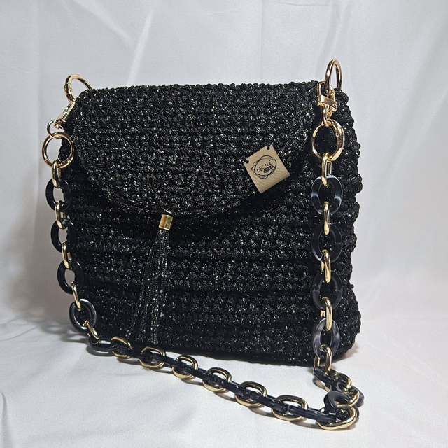 Sac porté épaule Angèle noir doré