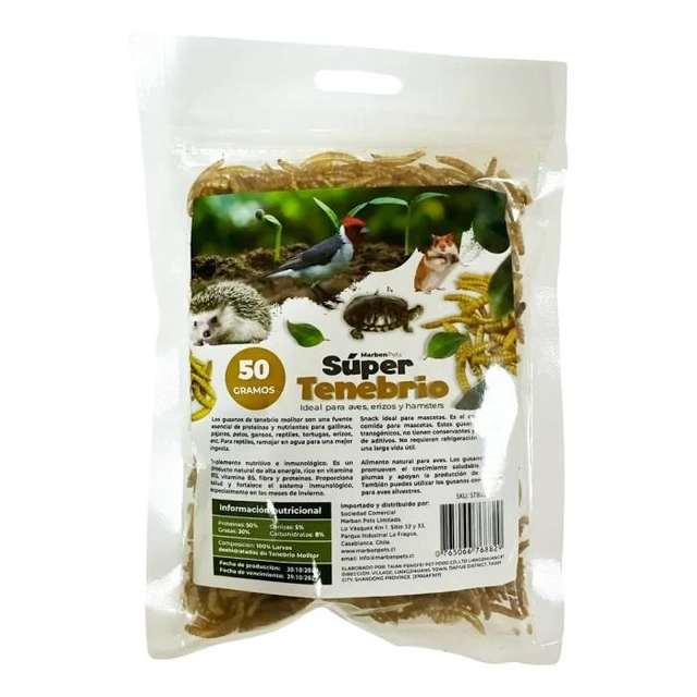 Super tenebrios para Erizos y Tortugas 50 gramos.