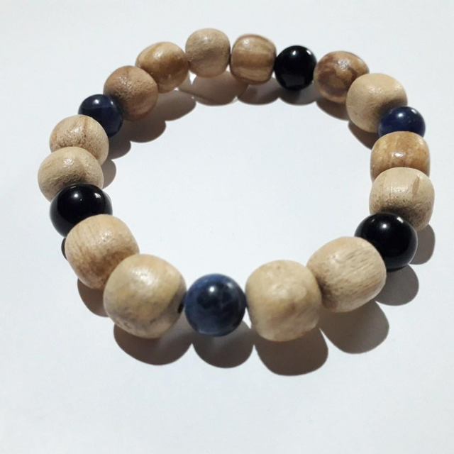 Sodalite and Black Obsidian Palo Santo Bracelet 