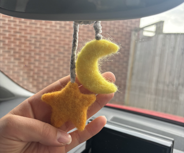 Moon and star car charm