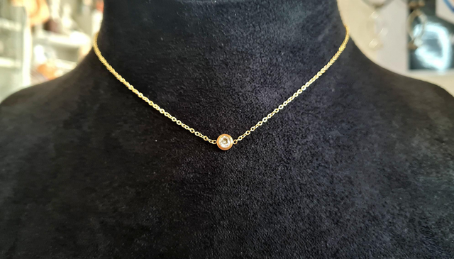 Collier "Diamond" en acier inoxydable doré 