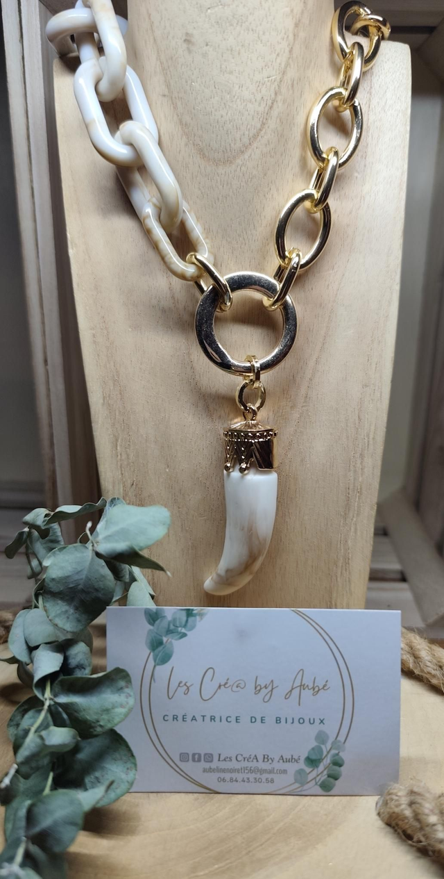 BIG COLLIER GROSSES MAILLES GOLD/ECRU/ CORNE 0000521