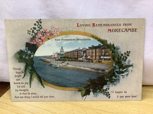 Loving Remembrances from Morecambe, Lancashire, Vintage Valentine's Series postcard. Our Ref No. R755 £2.85