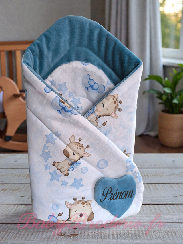 Nid d'ange bleu et motif girafe